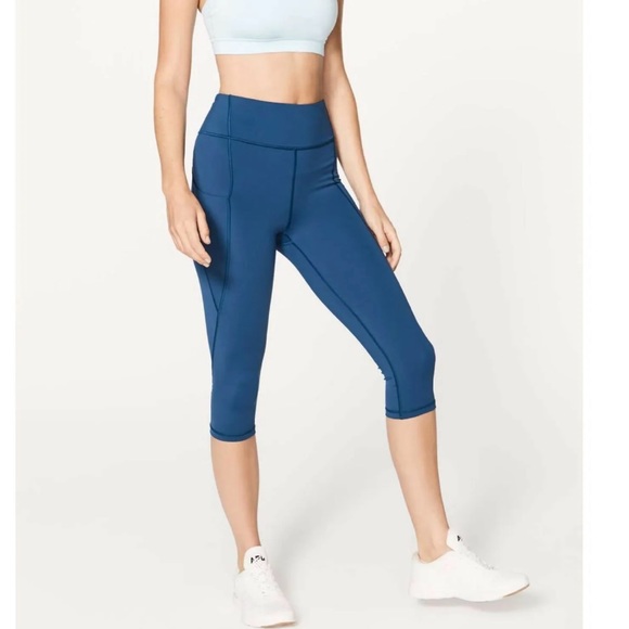 lululemon athletica Pants - LuLulemon Blue Break Free Crop Size 10